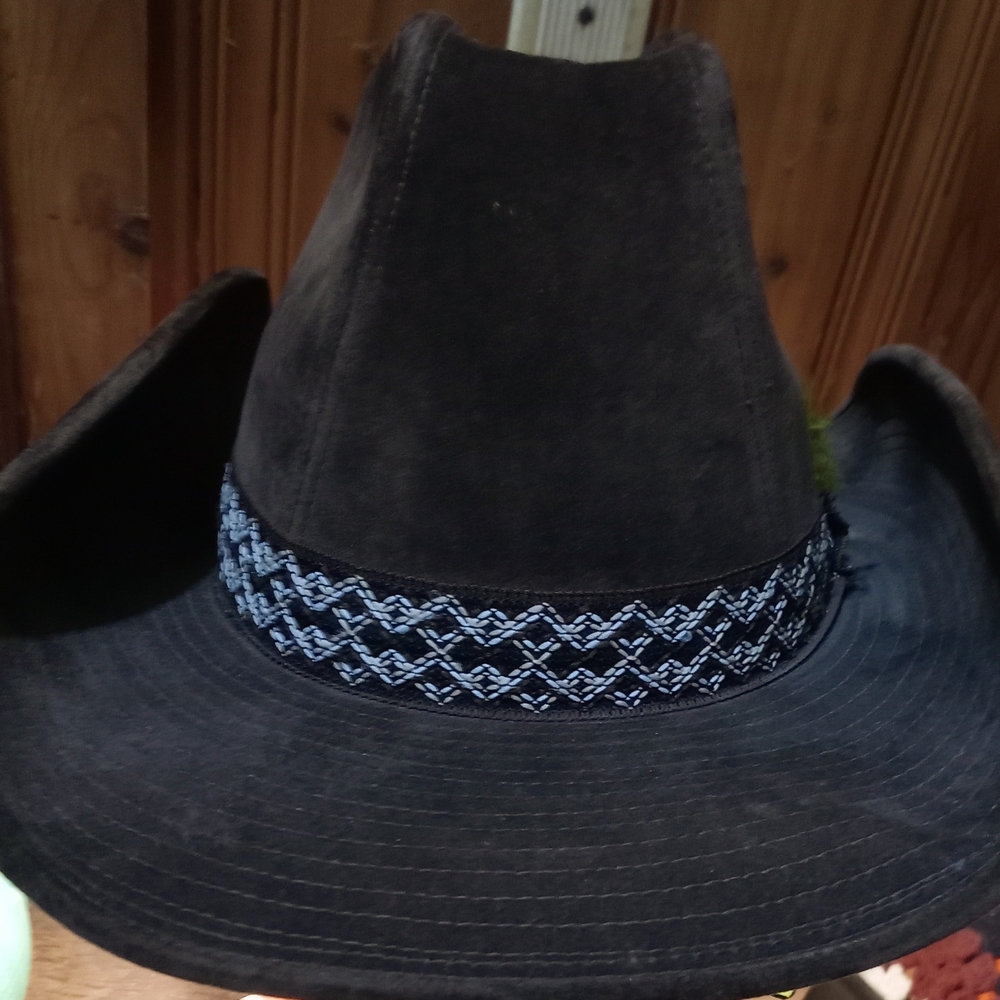 Elegant Black Cowboy Hat with Blue Band